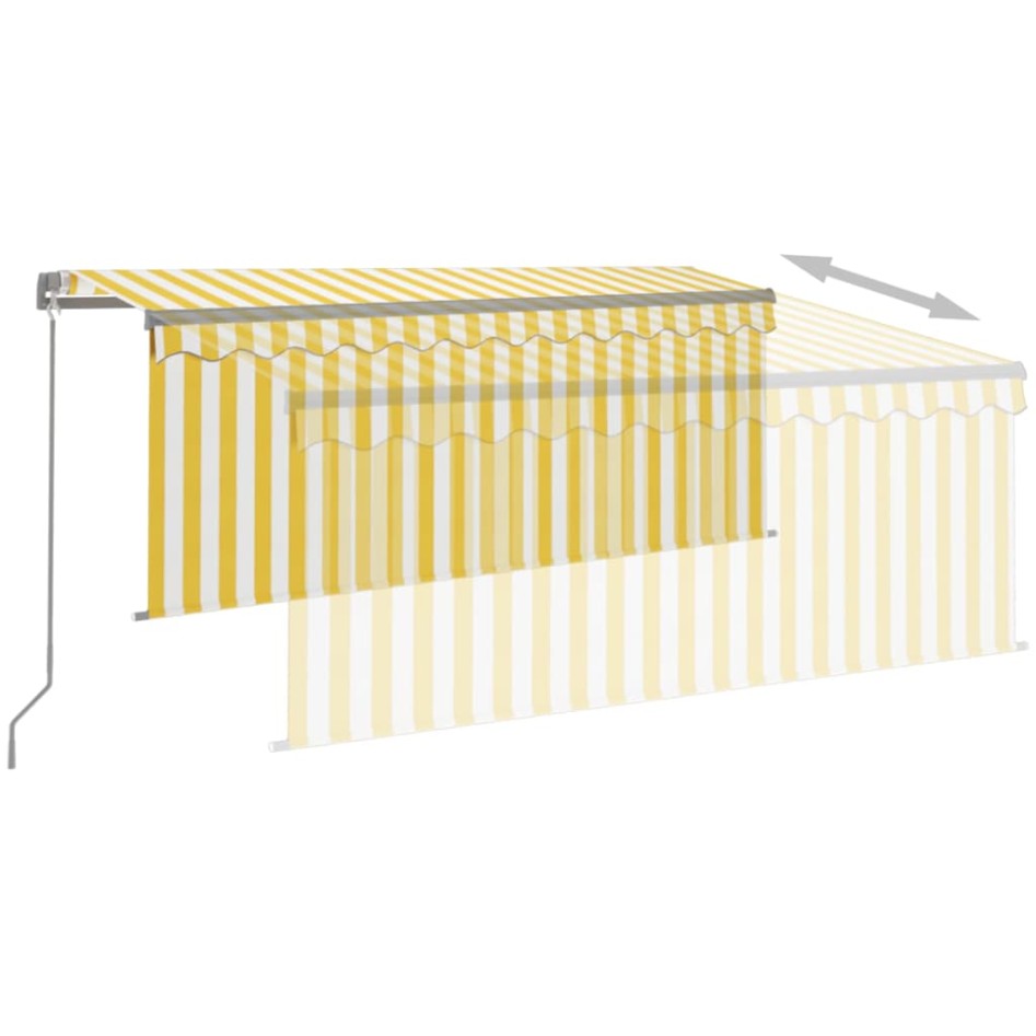 Toldo retráctil manual con persiana amarillo y blanco 3,5x2,5