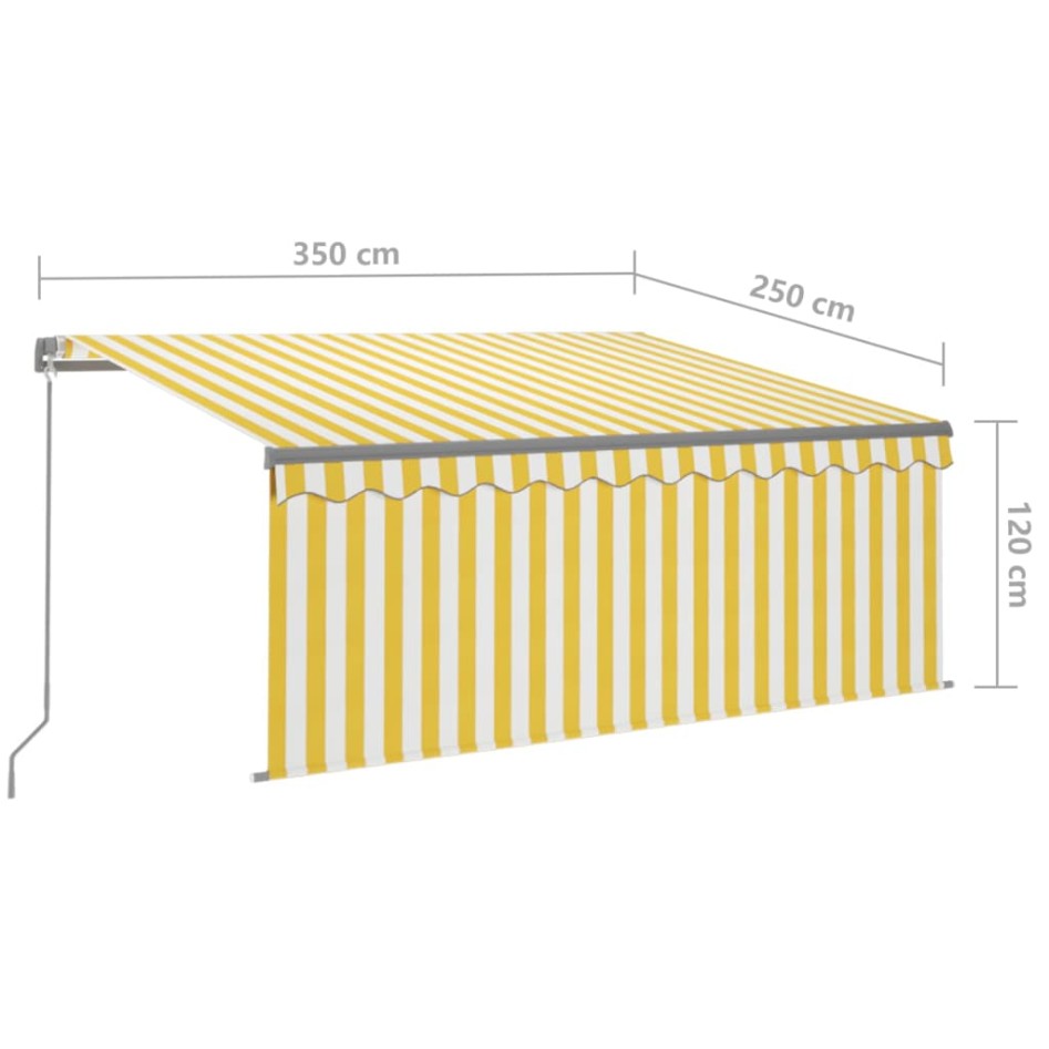 Toldo retráctil manual con persiana amarillo y blanco 3,5x2,5