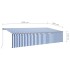 Toldo retráctil manual con persiana y LED azul y blanco 6x3