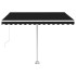 Toldo manual retráctil con luz LED antracita 300x250