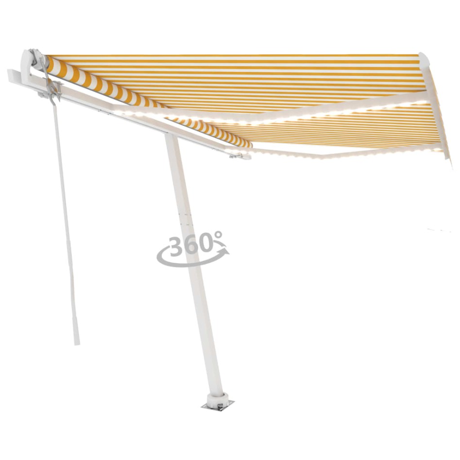Toldo automático LED sensor de viento amarillo blanco