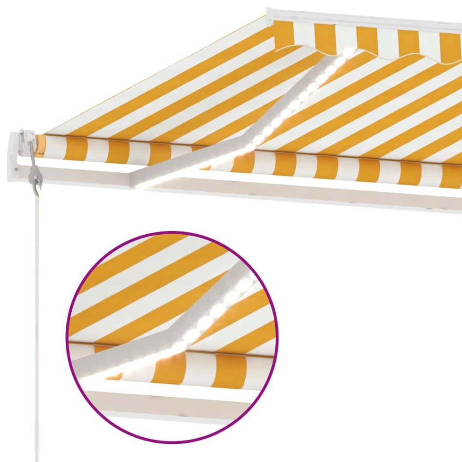 Toldo automático LED sensor de viento amarillo blanco
