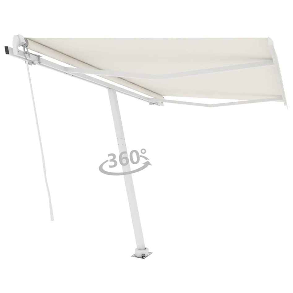 Toldo de pie retráctil manual crema 300x250