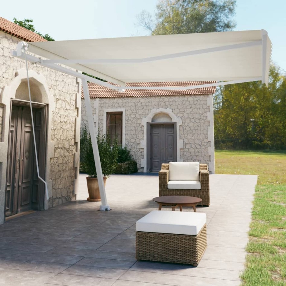 Toldo de pie retráctil manual crema 450x350