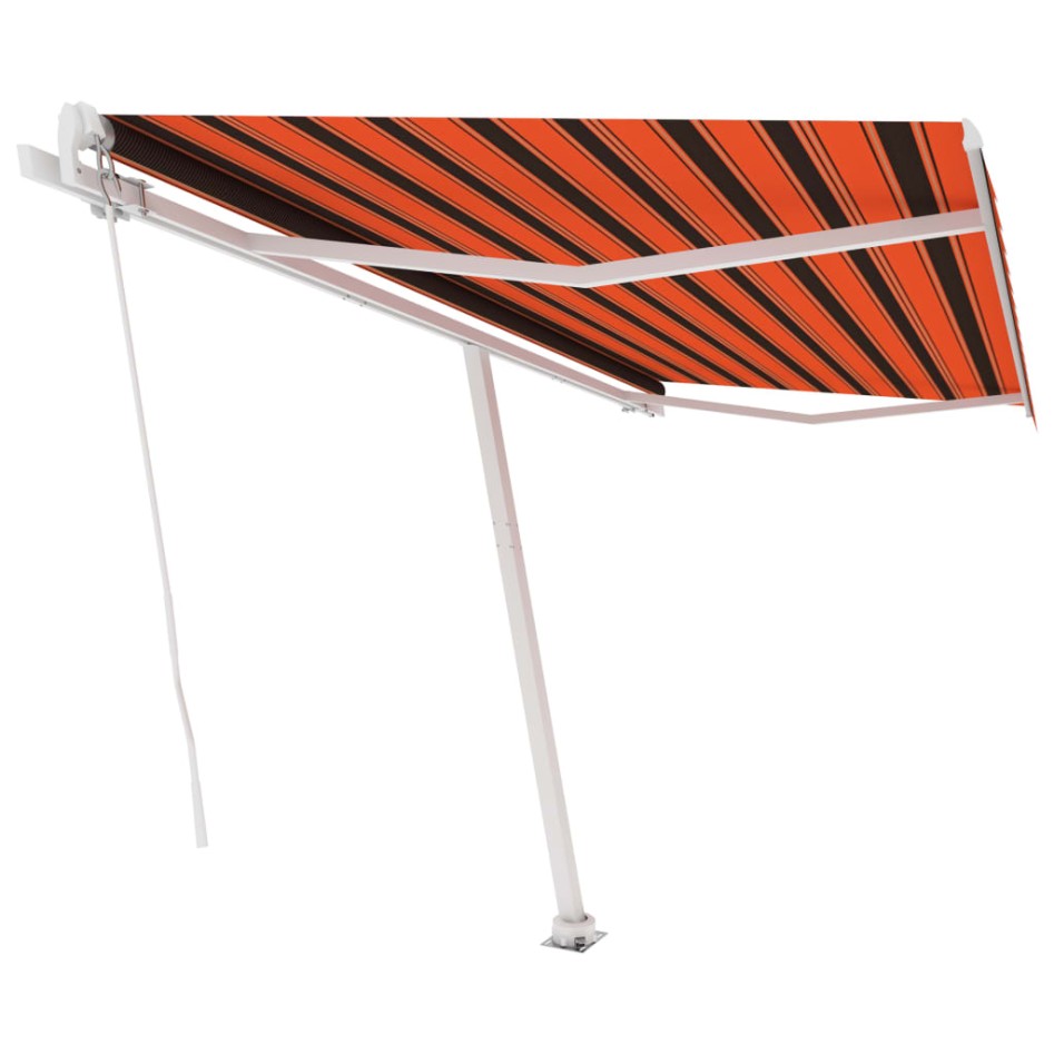 Toldo de pie retráctil manual naranja y marrón 450x350