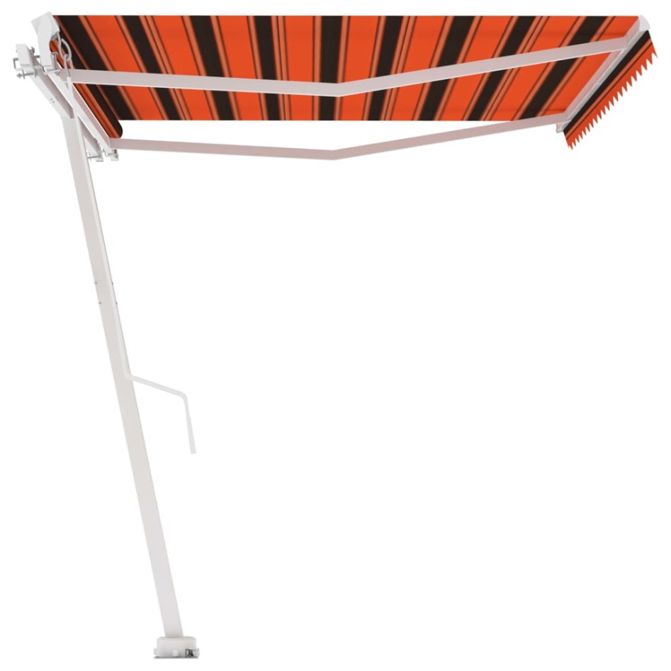 Toldo de pie retráctil manual naranja y marrón 450x350