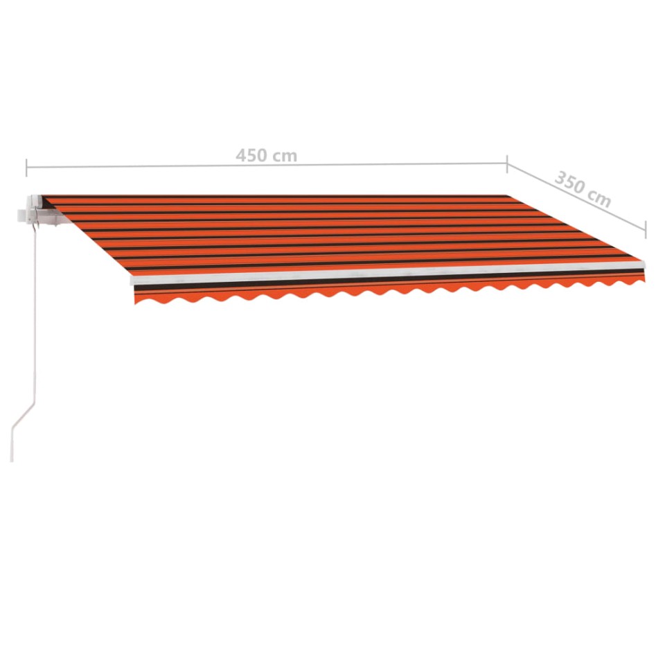 Toldo de pie retráctil manual naranja y marrón 450x350