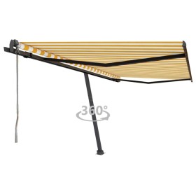 Toldo de pie automático amarillo y blanco 450x350