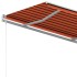 Toldo manual retráctil con postes naranja y marrón 4,5x3,5