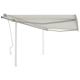 Toldo manual retráctil con postes crema 4,5x3,5