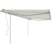 Toldo manual retráctil con postes crema 4,5x3,5 m