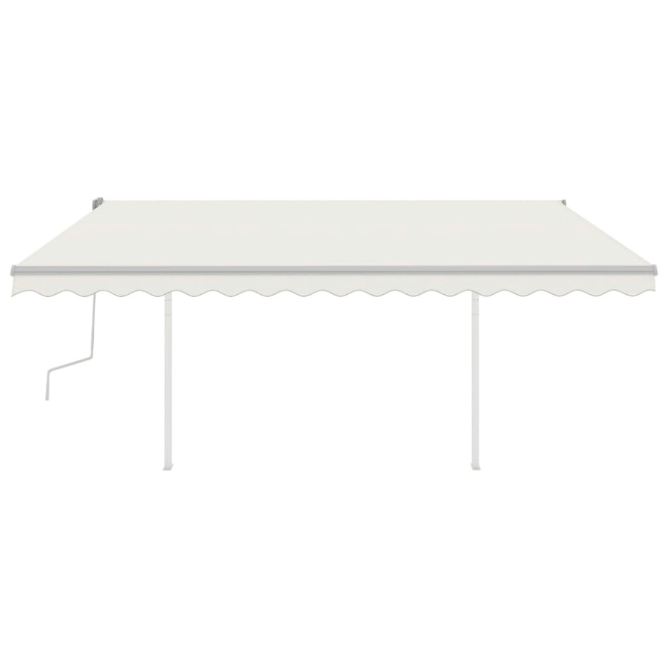 Toldo manual retráctil con postes crema 4,5x3,5