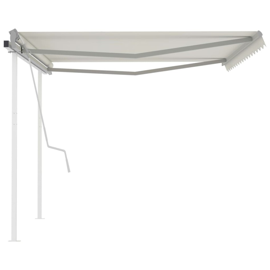 Toldo manual retráctil con postes crema 4,5x3,5