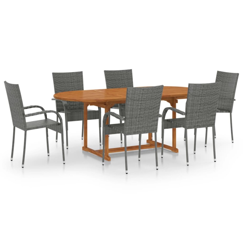Set de muebles de comedor de jardín 7 piezas ratán PE