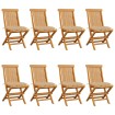 Sillas de jardín 8 unidades madera de teca con cojines beige
