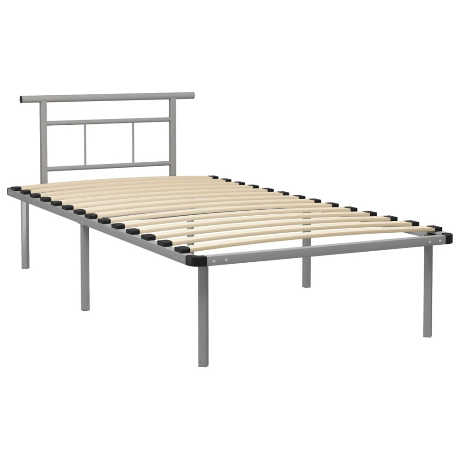 Estructura de cama de metal gris 100x200