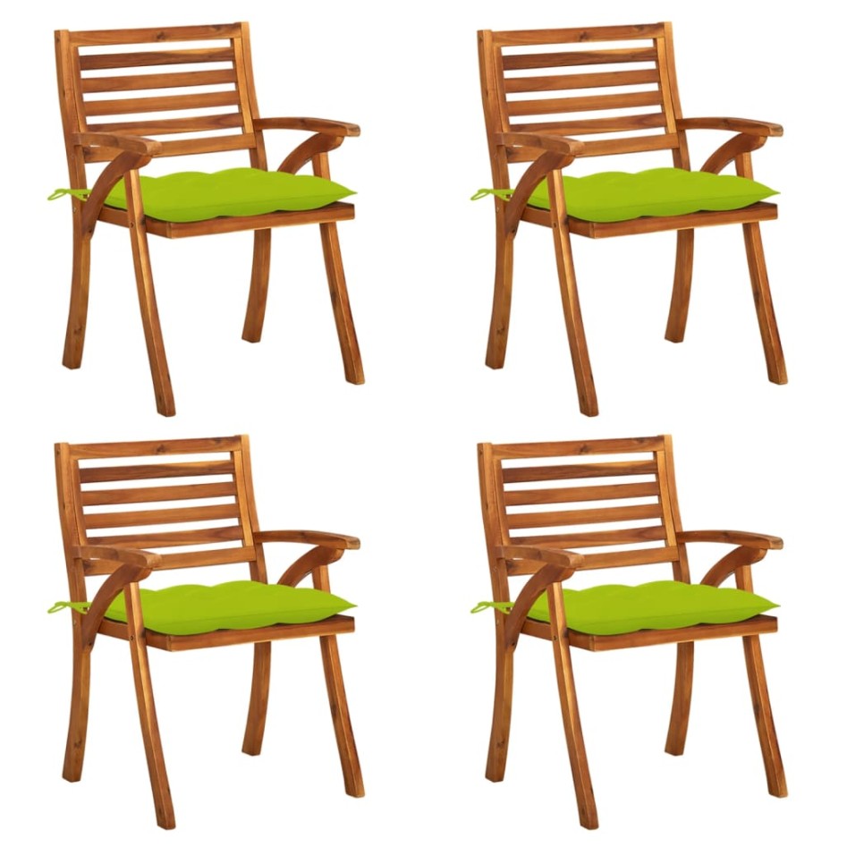 Sillas de jardín con cojines 4 unidades madera maciza de