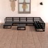 Juego de muebles de jardín 8 pzas y cojines negro madera