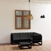Juego de muebles de jardín 5 pzas y cojines madera pino maciza