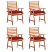 Sillas comedor de jardín y cojines 4 uds madera maciza acacia