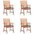 Sillas comedor de jardín y cojines 4 uds madera maciza