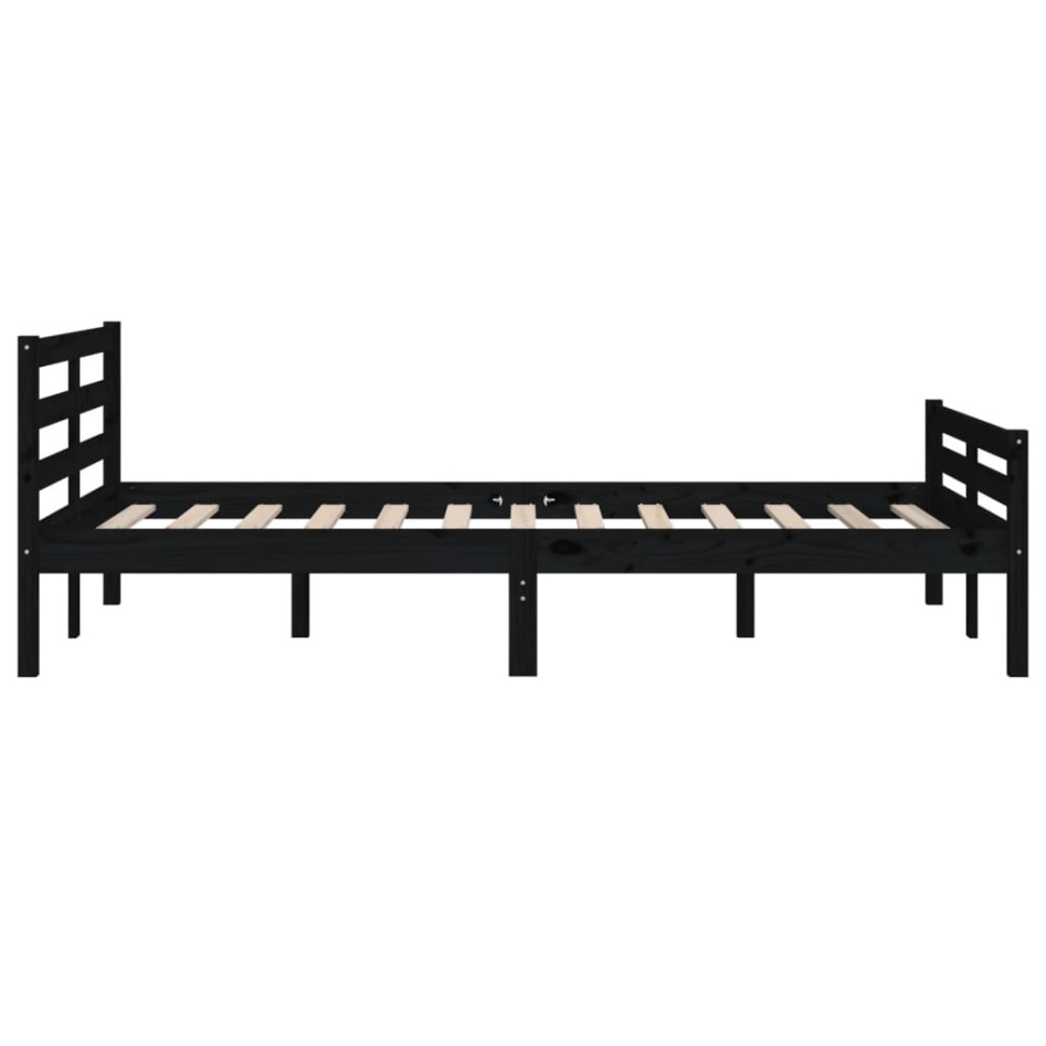 Estructura de cama doble madera maciza negra 135x190