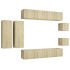 Set de muebles salón TV 8 pzas madera ingeniería roble