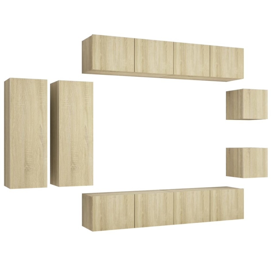 Set de muebles salón TV 8 pzas madera ingeniería roble