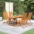 Juego de comedor de jardín 5 piezas madera maciza de