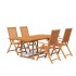 Juego de comedor de jardín 5 piezas madera maciza de