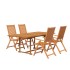 Juego de comedor de jardín 5 piezas madera maciza de