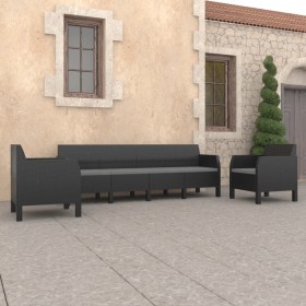 Set de muebles jardín 3 piezas cojines PP ratán gris