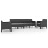 Set de muebles jardín 3 piezas cojines PP ratán gris