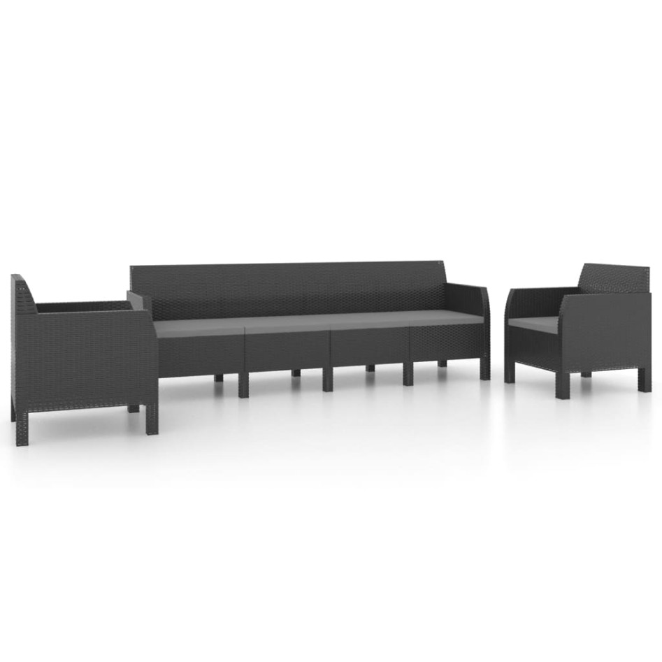 Set de muebles jardín 3 piezas cojines PP ratán gris