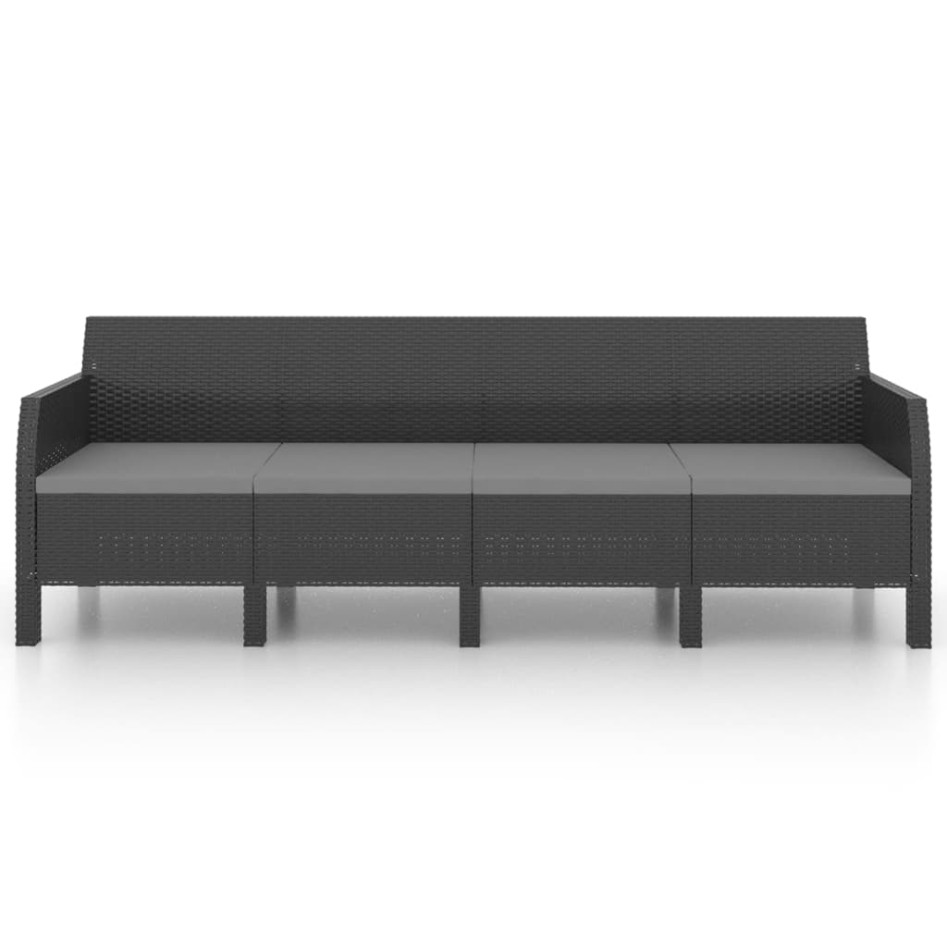 Set de muebles jardín 3 piezas cojines PP ratán gris