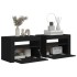 Mesitas de noche con luces LED 2 uds negro 60x35x40