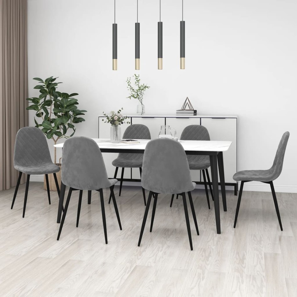 Sillas de comedor giratorias 6 uds terciopelo gris