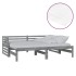 Sofá cama extraíble madera maciza de pino gris 2x(90x200)