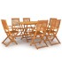 Set de comedor de jardín 7 piezas madera maciza de
