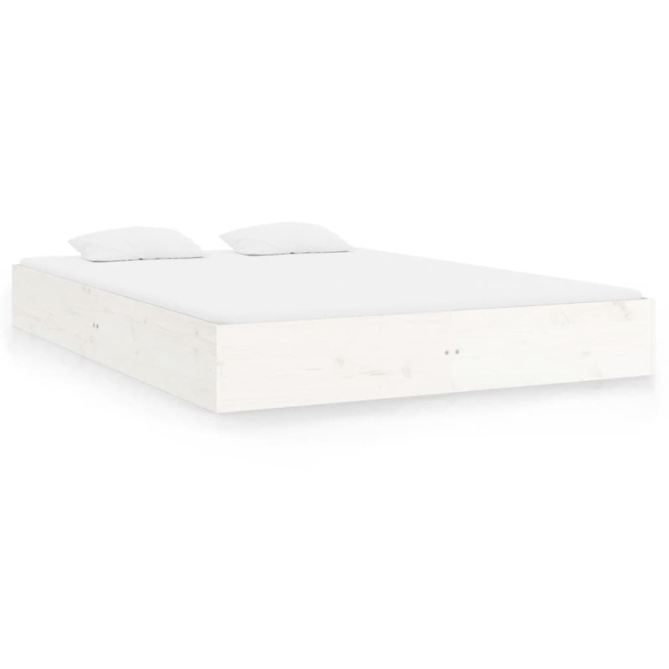 Estructura de cama madera maciza blanca King Size 150x200