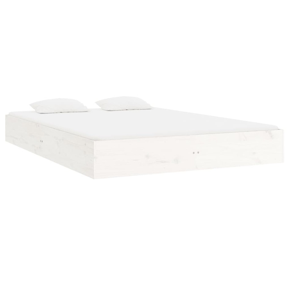 Estructura de cama madera maciza blanca King Size 150x200