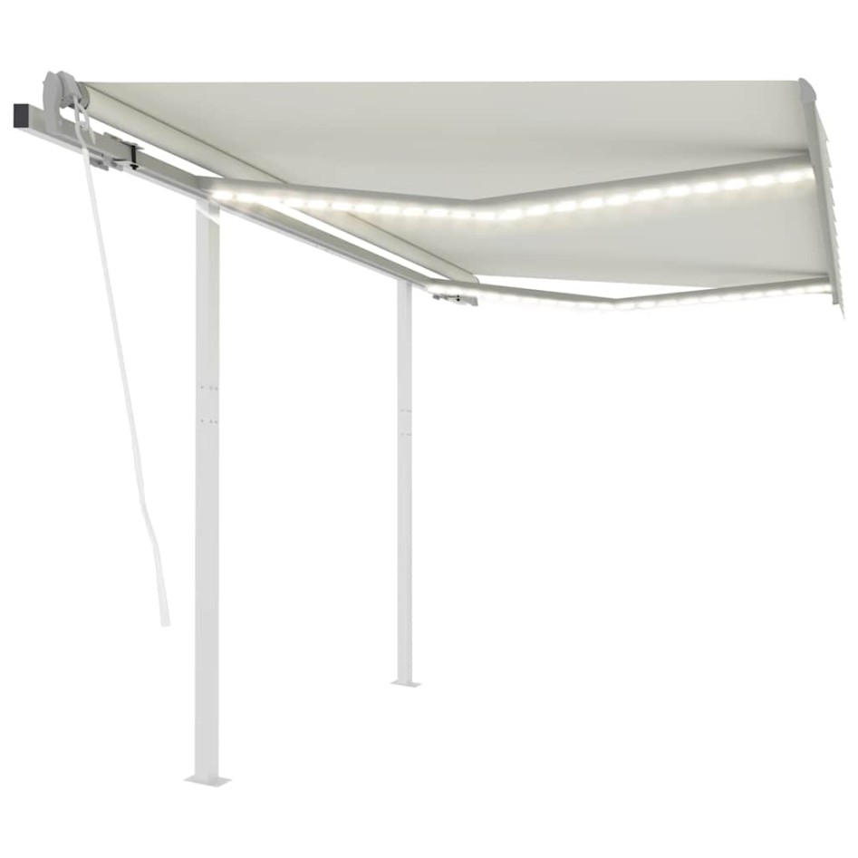 Toldo automático con LED y sensor de viento crema 3x2,5