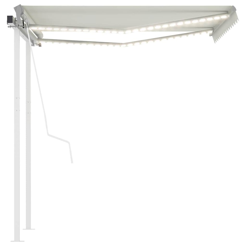Toldo automático con LED y sensor de viento crema 3x2,5