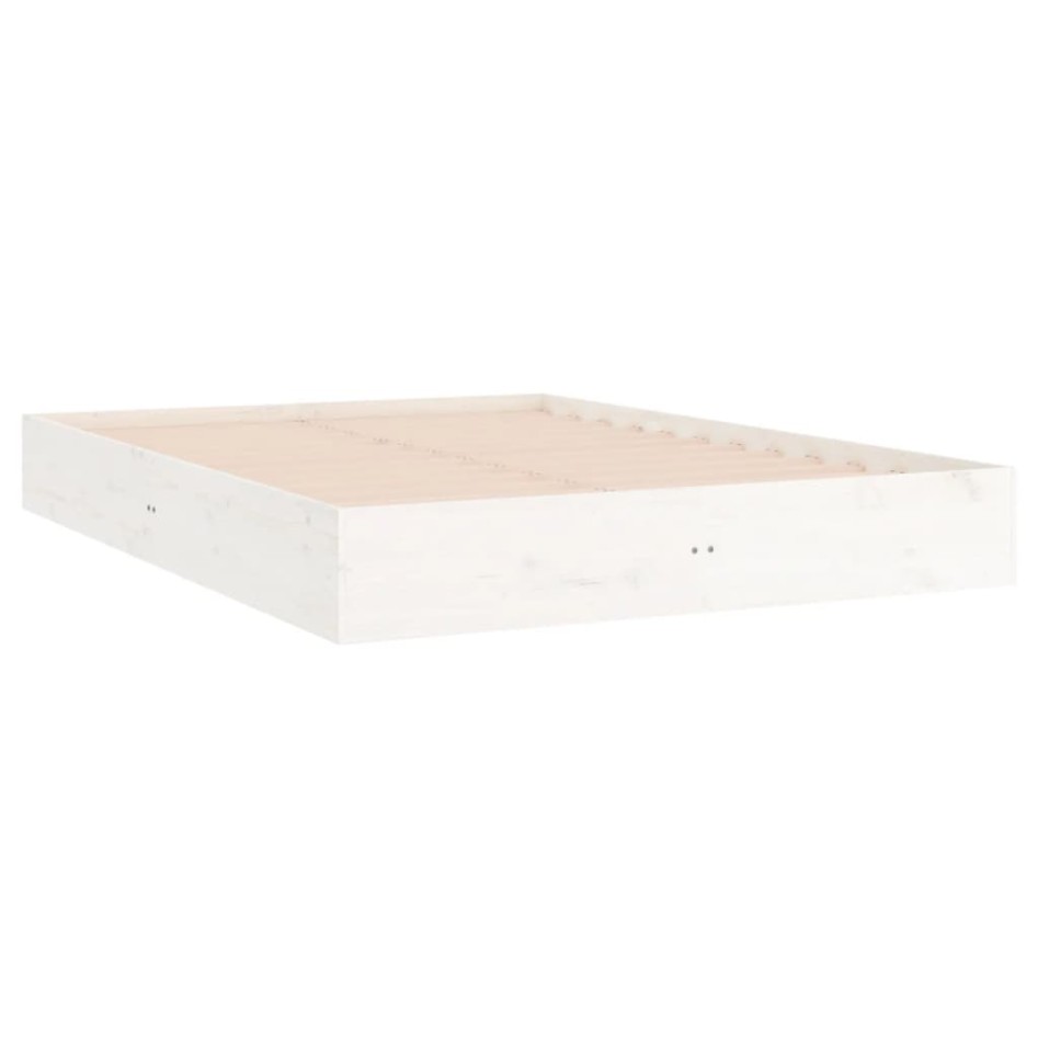 Estructura de cama madera maciza blanca King Size 150x200