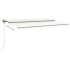 Toldo retráctil manual con luz LED crema 500x350