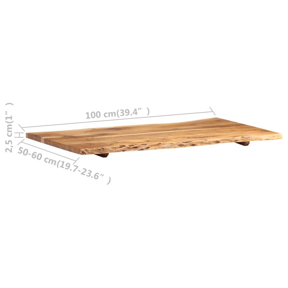 Superficie de mesa de madera maciza de acacia  100x(50-60)x2,5