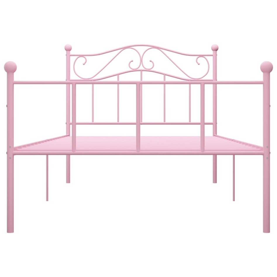 Estructura de cama sin colchón metal rosa 90x200