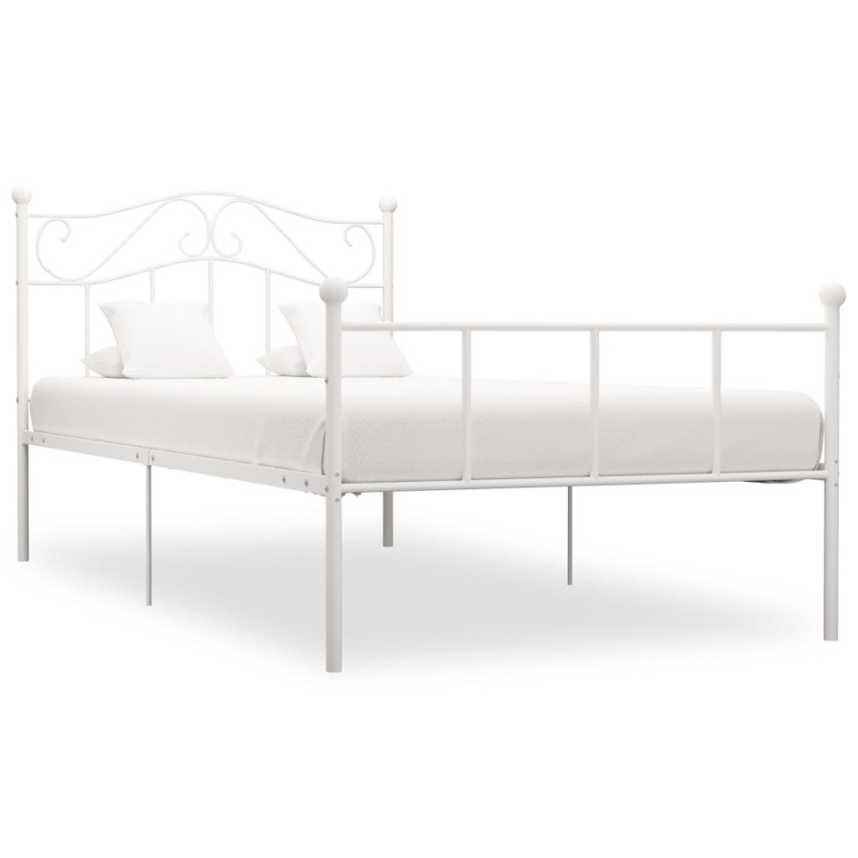Estructura de cama sin colchón metal blanca 90x200