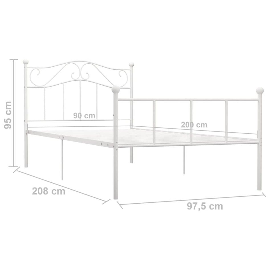 Estructura de cama sin colchón metal blanca 90x200
