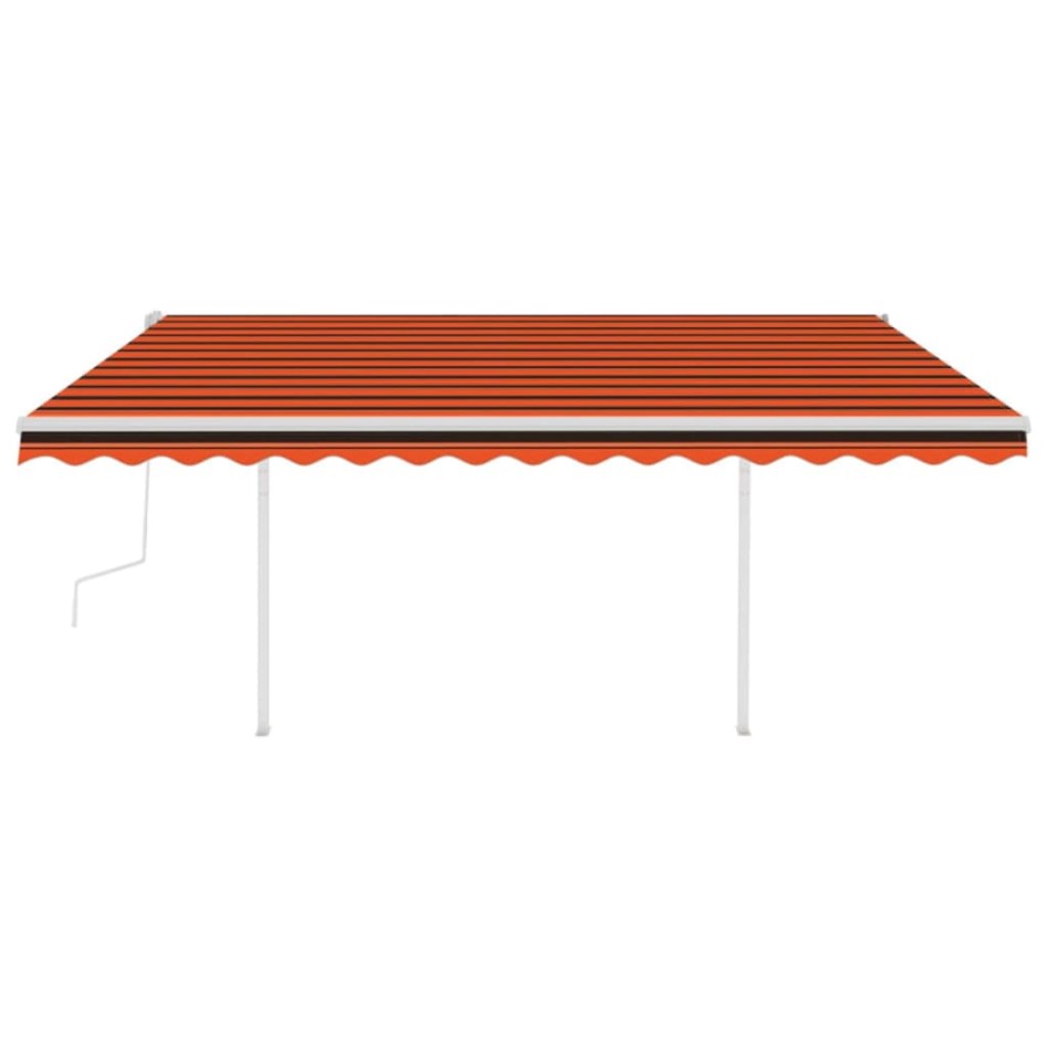 Toldo manual retráctil con luz LED naranja y marrón 4,5x3
